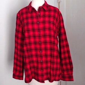 Duluth Trading Co. 100% Cotton Red Buffalo Plaid Ladies' Button Down Flannel